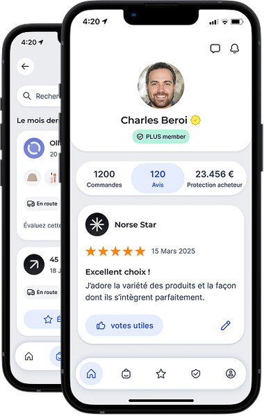 application my trusted shops de trusted Shops permettant d'avoir une vue d'ensemble sur ses achats, garanties et avis